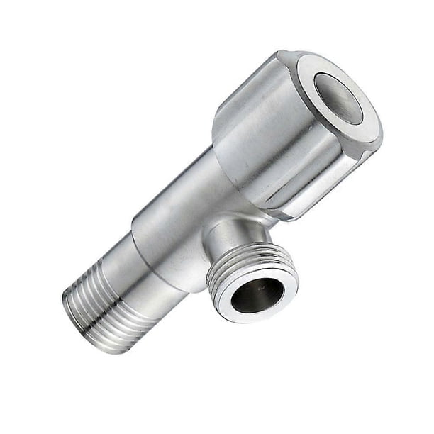 Bathroom Angle Valve Stainless Steel Silver Explosionproof for Hot Cold Water Pipes Shower 1 Piece