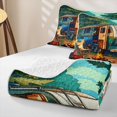 thumbnail image 4 of Erosebridal Teal RV Car Camping Quilt King, Forest Campfire King Coverlet Set for Men and Women, 3pcs, 4 of 7