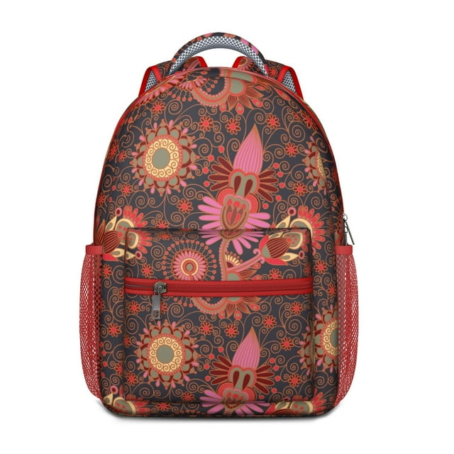 Exotic Paisley Artwork Waterproof Backpack - Vintage Boho Design & Spinal Support for Students