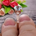 thumbnail image 3 of 1.50 Carat 6mm Round Cut Aquamarine Engagement Ring On 10k Rose Gold Art Deco Antique, 3 of 4