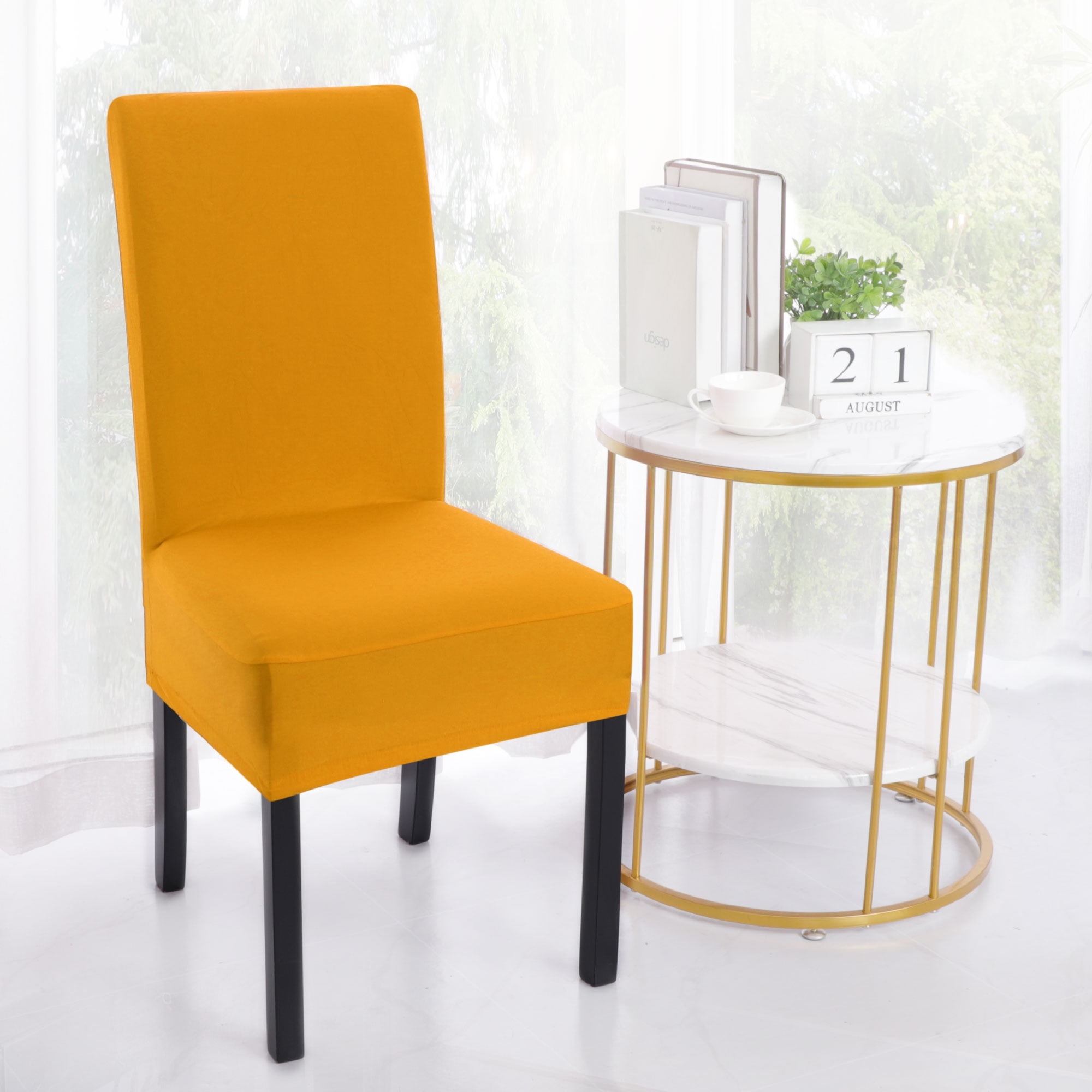 Stretch Dining Chair Cover Stool Slipcovers Chair Seat Protector L, Yellow