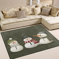 Yayeee Area Rugs for Living Room 5.2'x4' Non Slip Washable Bedroom Floor Carpet, Gray Cute Snowmen