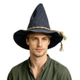 thumbnail image 4 of BRGZLK Witch Wizard Hat for Adults Men Women Stylish Felt Wide Brim Pointed Halloween Wizard Witch Hats Halloween Scarecrow Cosplay Costume Accessories 2026 Dark Gray Free Size, 4 of 4