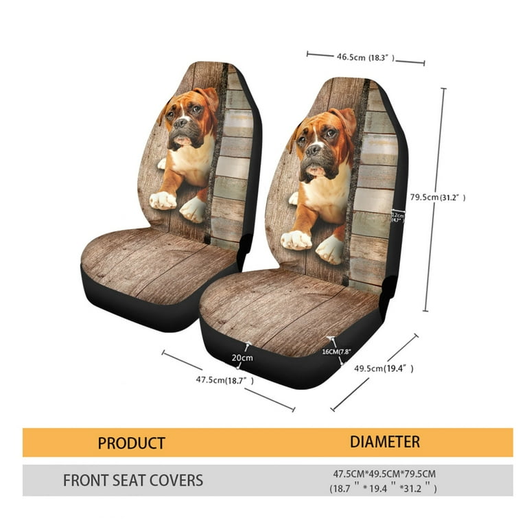 Xoenoiee Boxer Dog Wood Texture Print Car Seat Cover Interior Decorative Accessories Stylish Durable Front Seat Cover for Cars Anti Scratch Seat Protector Set of 2 Walmart