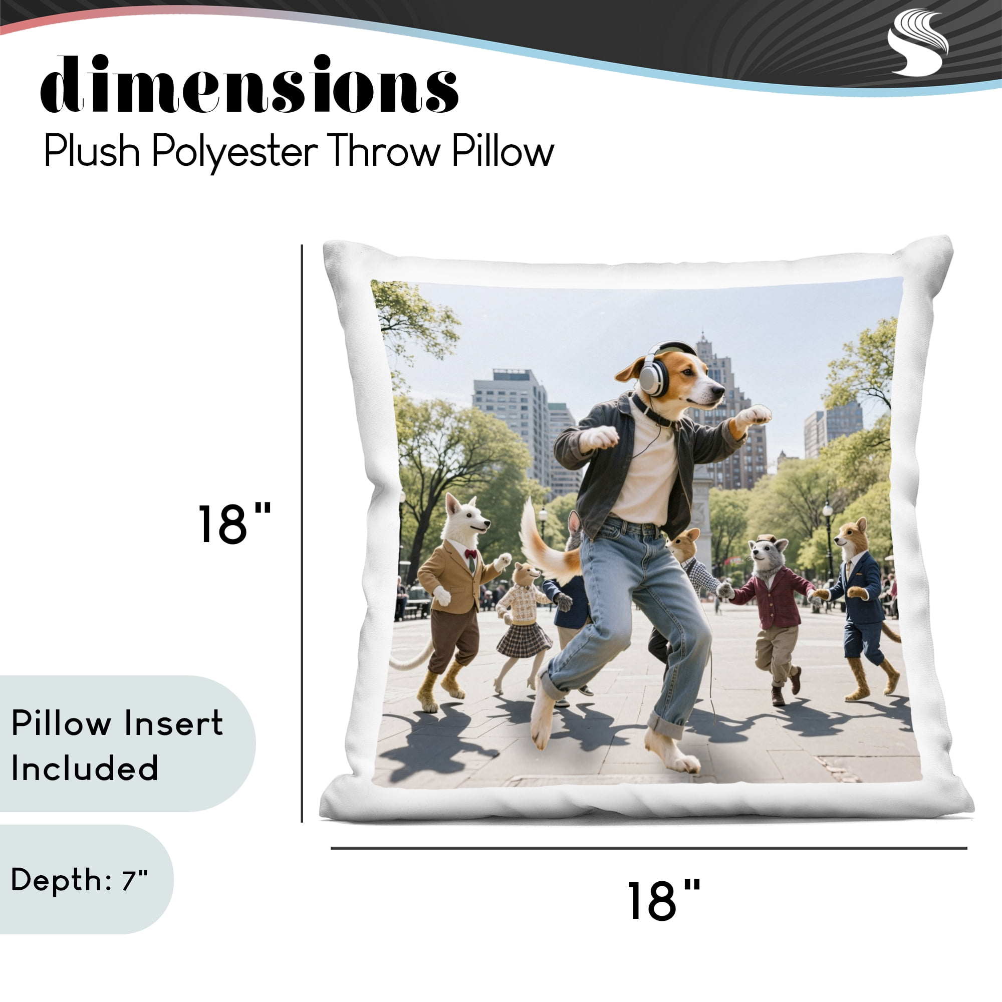 Stupell Industries Stylish Dog Dancing in Park Decorative Printed Throw Pillow, design by CAD Designs, 18 x 7 x 18