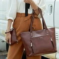 thumbnail image 7 of CoCopeanut Top Handle Tote Bag Oil Wax Leather Shoulder Bag Large Capacity Crossbody Bag Multi Pocket Satchel Purse Set 2pcs, 7 of 7