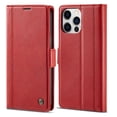 thumbnail image 6 of SaniMore for iPhone 15 Pro Max 6.7" 2023 Case, PU Leather Magnetic Flip Folio Shell with Card Holders RFID Blocking Kickstand Shockproof TPU Case Magnetic Closure Business Cover, Red, 6 of 13
