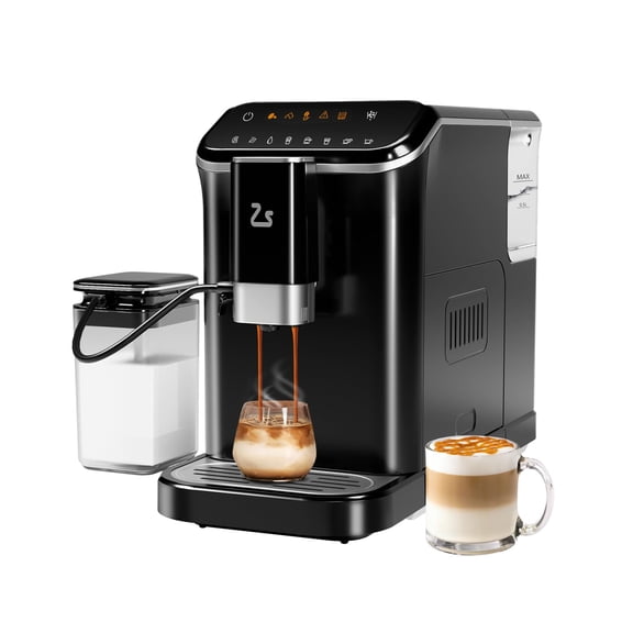 Fully Automatic Espresso Machine, Automatic Espresso & Coffee Machine with Automatic Milk Frother for Latte, Cappuccino, Iced Coffee, Built-in Grinder