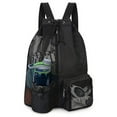 thumbnail image 3 of Mesh Drawstring Swimming Bag Beach Backpack With Wet Pocket For Fitness Workout Grey Fangkenuo, 3 of 8