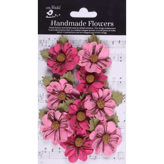 Little Birdie Wendy Paper Flowers 9/Pkg-Precious Pink