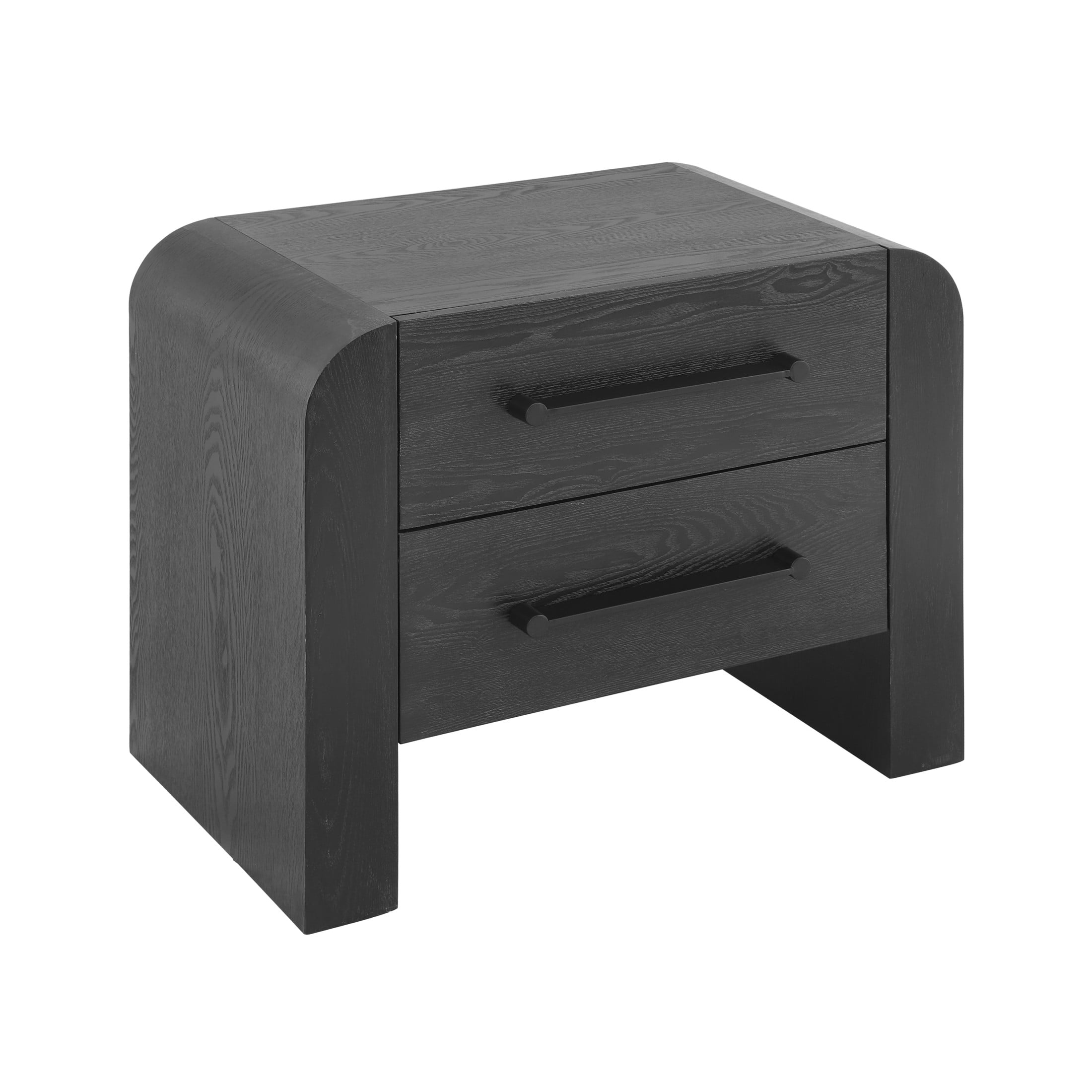 Christopher Knight Home 2-Drawer Nightstand, Modern Bedside Table with Metal Handles and Storage, Black