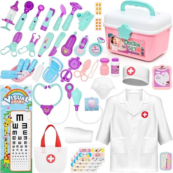 TOPFOX Doctor Kit for Kid - 40PCS Pretend Playset for Toddlers, Medical Kit Toy with Bag, Cloth, Role Playing Plastic Toys for 3-8 Boys Girls