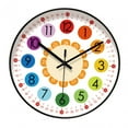 thumbnail image 3 of Kids Wall Clock Telling Time Teaching Clock Mute Art Clock Non Ticking Hanging Decorative Children Clock for Indoor Office Kitchen Decor 12inch, 3 of 9