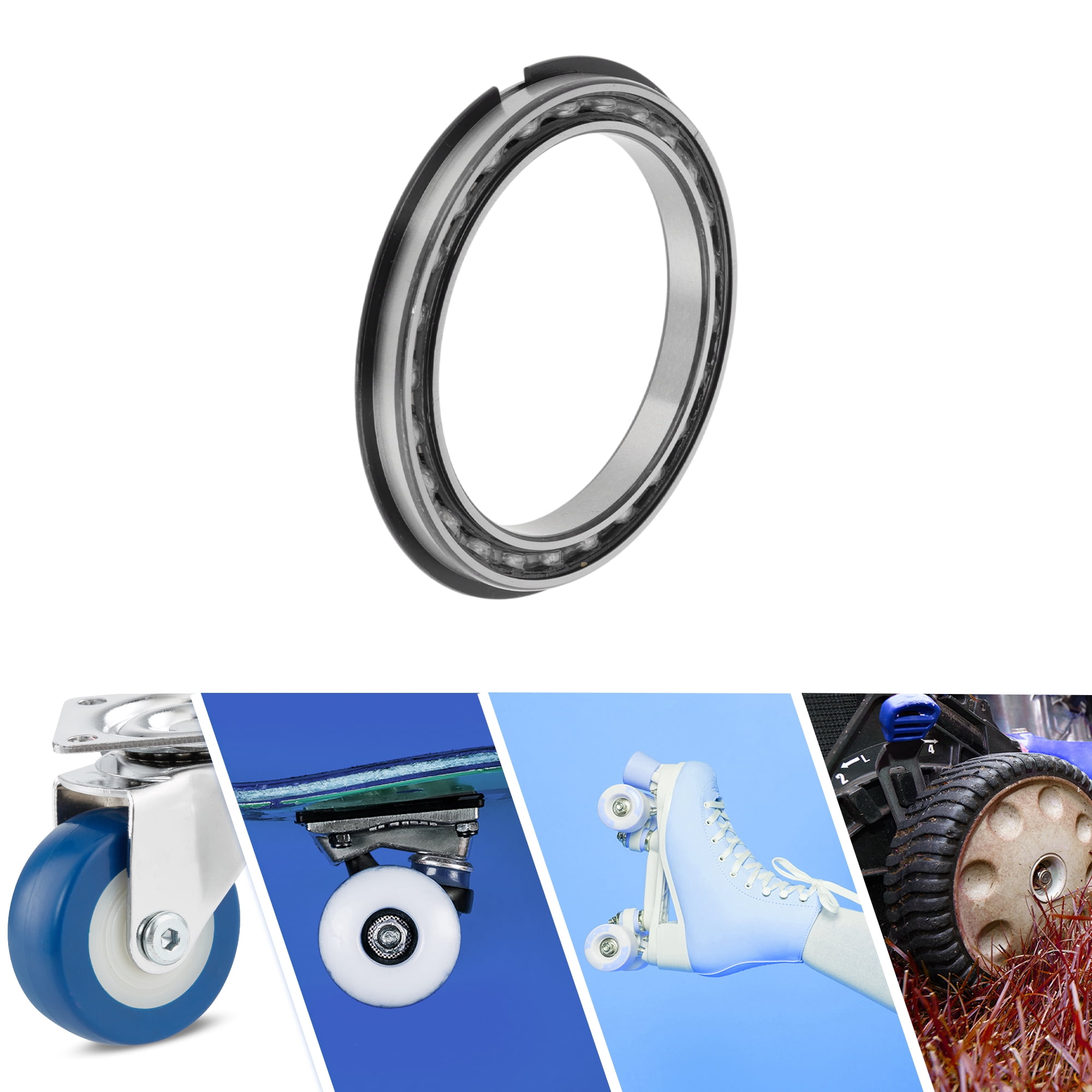 Unique Bargains 6818NR Deep Groove Ball Bearings 90x115x13mm P0 Open Type Lubricated Bearings 1 Pc Car Scooter Skateboard Wheel Universal Silver Tone