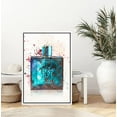 thumbnail image 2 of PixonSign Framed Wall Art Print Set Blue Paint Splatter Perfume Bottle Floral Fashion Mixed Media Modern Art Glam Closeup Fun Multicolor Ultra for Living Room, Bedroom, Office - 24"x36" White, 2 of 5