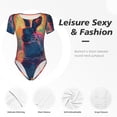 thumbnail image 4 of Cauagu Neon Rabbit In Archway Women's Crew Neck Round Short Sleeve T Shirts Tops Bodysuit Daily Jumpsuit-Large, 4 of 7