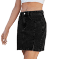 thumbnail image 5 of LYMAYTER S-2XL Women Denim Mini Skirt New Side Slit Denim Skort Casual Mini Jean Skirt with Pockets, 5 of 9