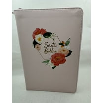 Santa Biblia Reina Valera 1960 Letra Grande tamano manual con Cierre Indice Semil piel en color Durazno con flores