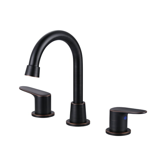 Wowow 8 in. Widespread Double Handle Bathroom Faucet in Oil Rubbed Bronze, Lavatory Faucet Swivel Spout with Drain Assembly for Restroom Vanity Camper