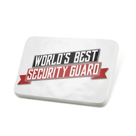Porcelein Pin Worlds Best Security Guard Lapel Badge –