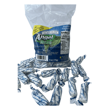 Angel Mint | Wintergreen| Individually Wrapped Peppermint Stick Mints | Old Fashion Candy | Pure and Natural • Fat Free • Gluten Free • Soy Free • Salt Free • Peppermint Treats 6 oz Bag