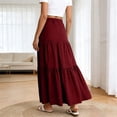 thumbnail image 6 of Dianli A Line Midi Skirt Elastic Waist Ruffled Ankle Length Wave Wrinkle Pleated Design Loose Fit Breathable Pull On Casual Everyday Travel Work To Weekend Maxi Skirt, 6 of 8