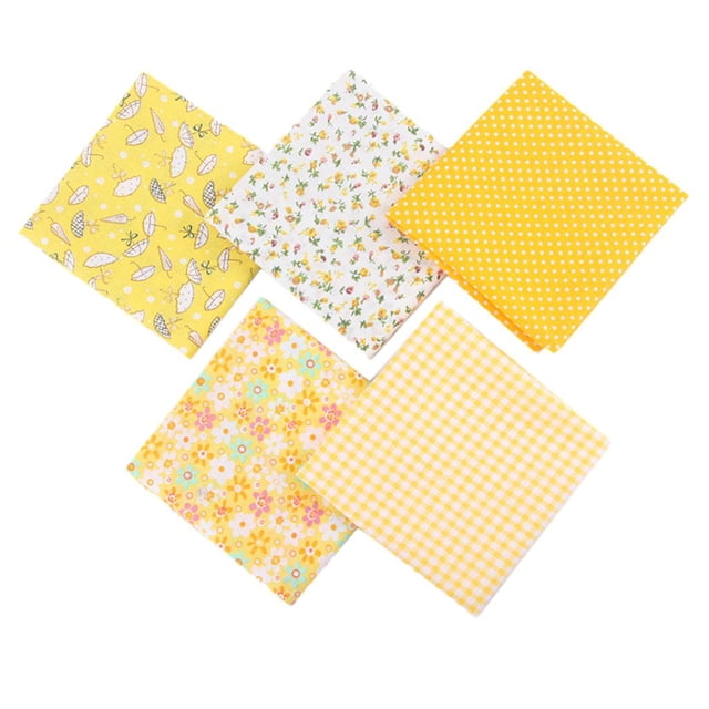 5 flores de algodón para acolchar, para coser patchwork, bricolaje, hechas a mano Amarillo