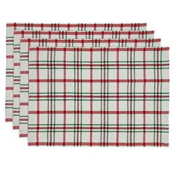 Fennco Styles Red & Green Holiday Plaid Design 100% Cotton Table Runner
