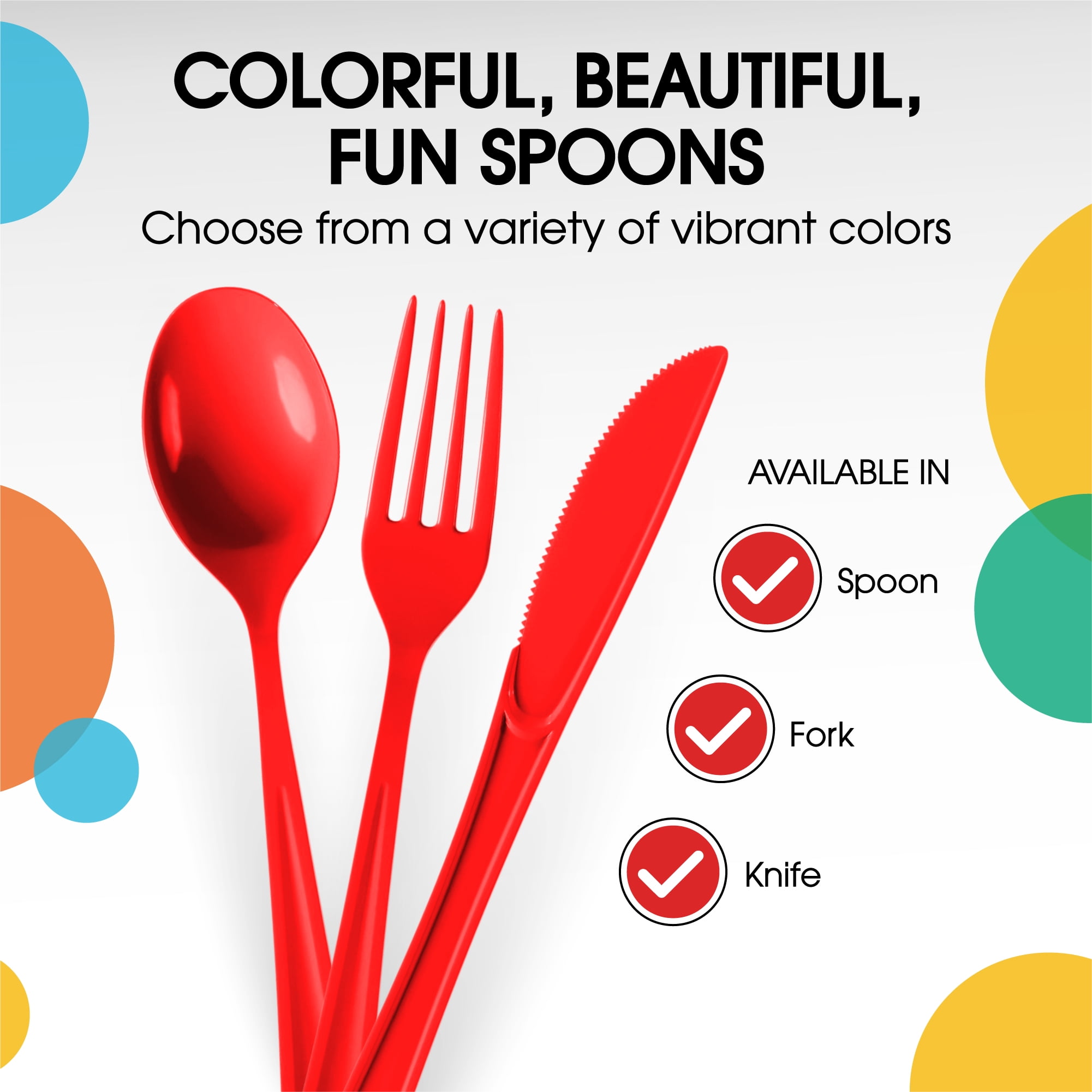 Exquisite Red Disposable Spoons - Red Plastic Spoons - 150 Count