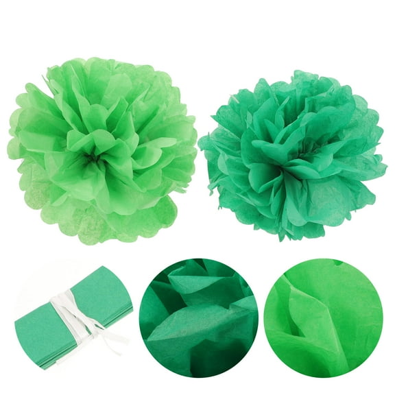 WHAMVOX  20 Pcs Paper Flower Ball Green Tissue Flowers Decor Pom Home