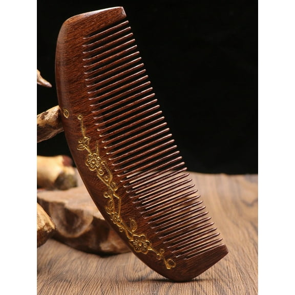 Natural Sandalwood Combs Solid Wood Carving Comb Anti-Static Beard Comb Handicraft Hair Styling Wide Tooth and Narrow Tooth Gift