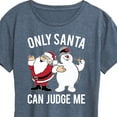 thumbnail image 3 of Frosty The Snowman - Christmas - Only Santa Can Judge Me - Women's Short Sleeve Graphic T-Shirt, 3 of 5