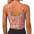 thumbnail image 3 of Lsque Small Coral Red Flowers Printed Women'S Sports Bra, Compression, Moisture Wicking, High-Impact Sports Bra For Women,Supportive sports bra-Small, 3 of 9