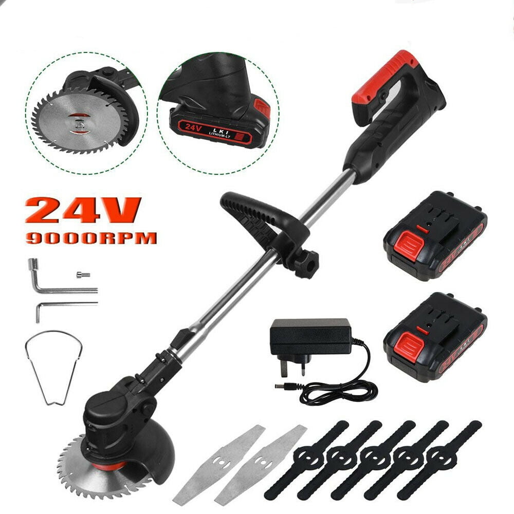 24V Cordless Trimmer Lawn with Cutting Blade Hugncmy String Trimmer Black B Lightweight Weed Eater for Yard and Garden Adjustable Handle and Height for Weed Wacker Battery Powered Grass Trimmer 