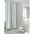 thumbnail image 3 of Shower Curtain Teal Brown Khaki Stripes Bathroom Curtains with Hooks, Waterproof Fabric Lines Striped Bath Shower Curtains Set for Bathroom Bathtubs Decor 36x72 Inch, 3 of 8