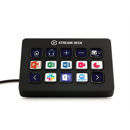 Elgato - Stream Deck MK.2 Full-size Wired USB Keypad with 15 Customizable LCD keys and Interchangeable Faceplate - Black