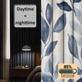thumbnail image 3 of Navy Blue Botanical Blackout Curtains for Bedroom/Living Room, Pinch Pleated Black Out Curtains, Pastoral Spring Leaves Watercolor Room Darkening Window Drapes with Hooks 2 Panels, 59"x70", 3 of 8