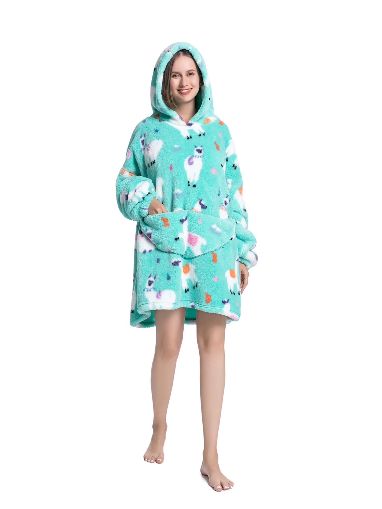 Oversized Hoodie Blanket Wearable Blanket Sweatshirt Plush Warm Cozy Fleece Top for Women Men Kids