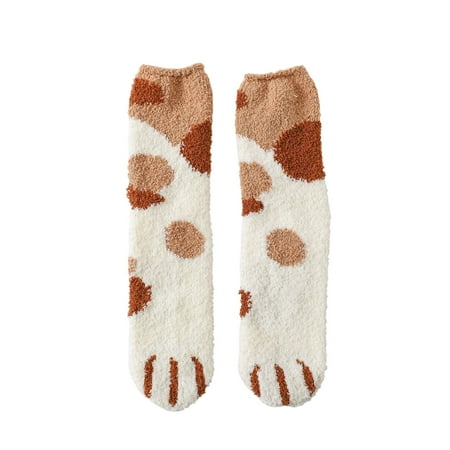 

Fesfesfes Clearance Women s Socks Girls Cute Coloer Cat Paw Print Breathable Thicken Coral Fleece Keep Warm Socks Sox