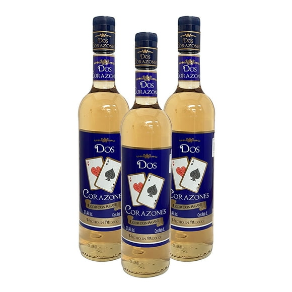 Tripack Licor Con Agave Dos Corazones 1l. Dos Corazones Licor con Agave