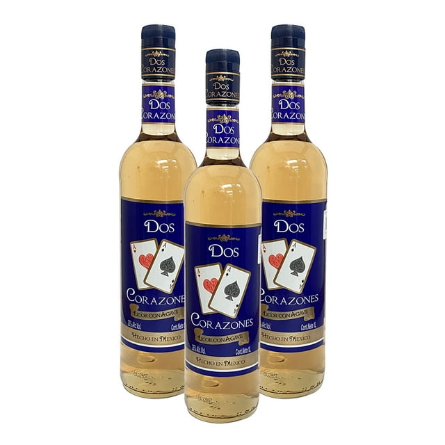 Tripack Licor Con Agave Dos Corazones 1l. Dos Corazones Licor con Agave