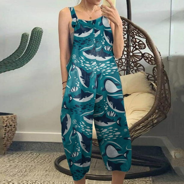 Mono informal suelto con estampado de tiras y bolsillo con animales lindos para mujer Pompotops qyievc671