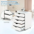 thumbnail image 5 of 5 Drawer File Cabinet, Mobile Filing Cabinet with Universal Wheels, White Office Cabinet w/ 5 Drawers, Vertical Printer Stand with Storage, Wood File Cabinets for Home, Office, 5 of 18
