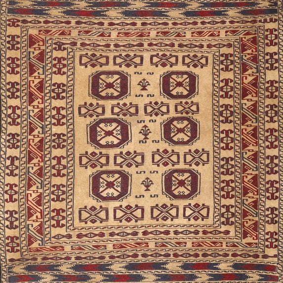 Ahgly Company Indoor Square Traditional Brown Red Persian Area Rugs, 5' Square
