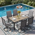 thumbnail image 6 of ELPOSUN 7 Piece Outdoor Patio Dining Set Swivel High Back Textilene Chairs and Rectangle Brown Table Furniture Set,Dark Gray, 6 of 8