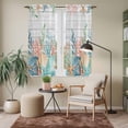 thumbnail image 6 of Summer Coastal Kitchen Curtains 63 Inch Length, Nautical Sea Coral Shell Starfish Wood Gray Tiers Curtains for Living Room Berdoom Bathroom, Light Filtering Drapes Window Treatment 2 Panels 42"Wx63"L, 6 of 8