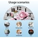 thumbnail image 3 of Reloj de pared redondo decorativo de 30 cm con diseño de rosas y mariposas, funciona con pilas, silencioso y sin tictac., 3 of 9