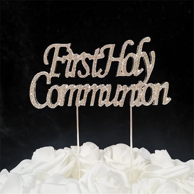 Tian Sweet 33014-FC 2.2 oz First Holy Communion Cake Topper - Silver