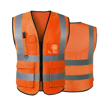 

Reflective Safety Vest For Women Men High Visibility Security With Pockets Zipper Front Meets ANSI/ISEA Standards