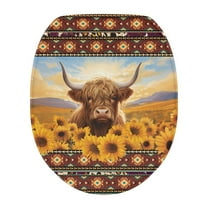 ZIATUBLE Aztec Southwest Toilet Lid Seat Cover Highland Cow Toilet Seat Covers for Bathroom Elongated Toilet Seat Covers Reusable Toilet Lid Cover for Home Protection